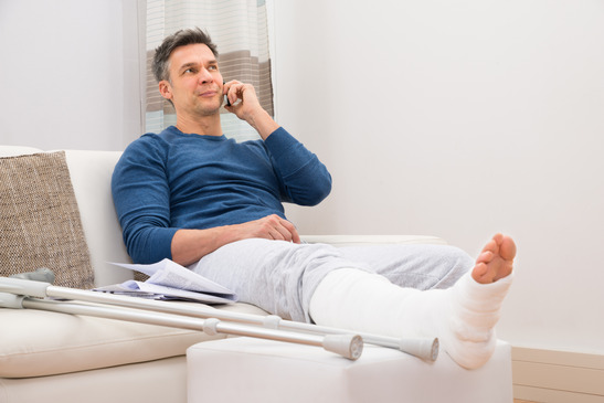 Disabled Man Talking On Cellphone